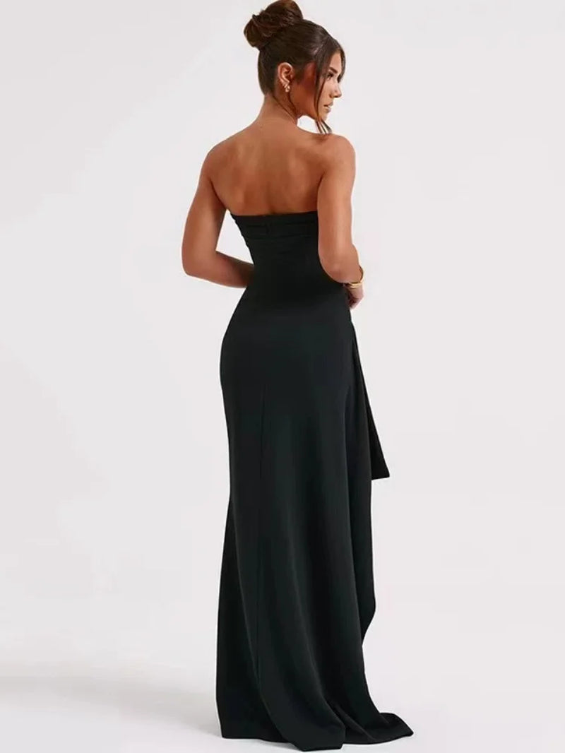 2025 Summer Collection Elegant Backless Sleeveless Evening Dress for Women in Black