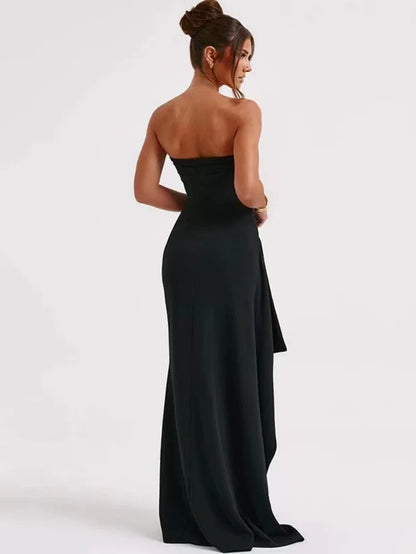 2025 Summer Collection Elegant Backless Sleeveless Evening Dress for Women in Black
